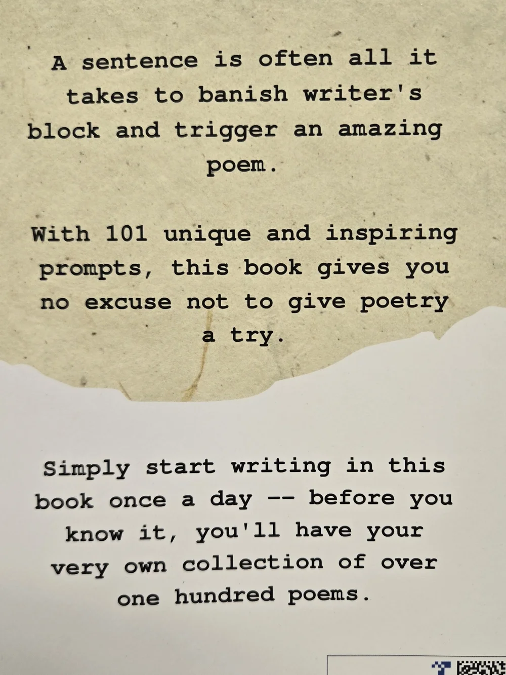 101 Poetry Prompts Journal with Typewriter Graphic